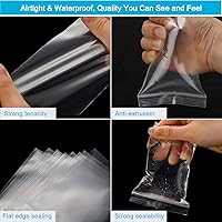 Vista 4 de 100 bolsas de plástico, bolsas de joyería de 3 x 4 pulgadas, bolsas de plástico transparente, cremallera resellable, bolsas pequeñas transparentes