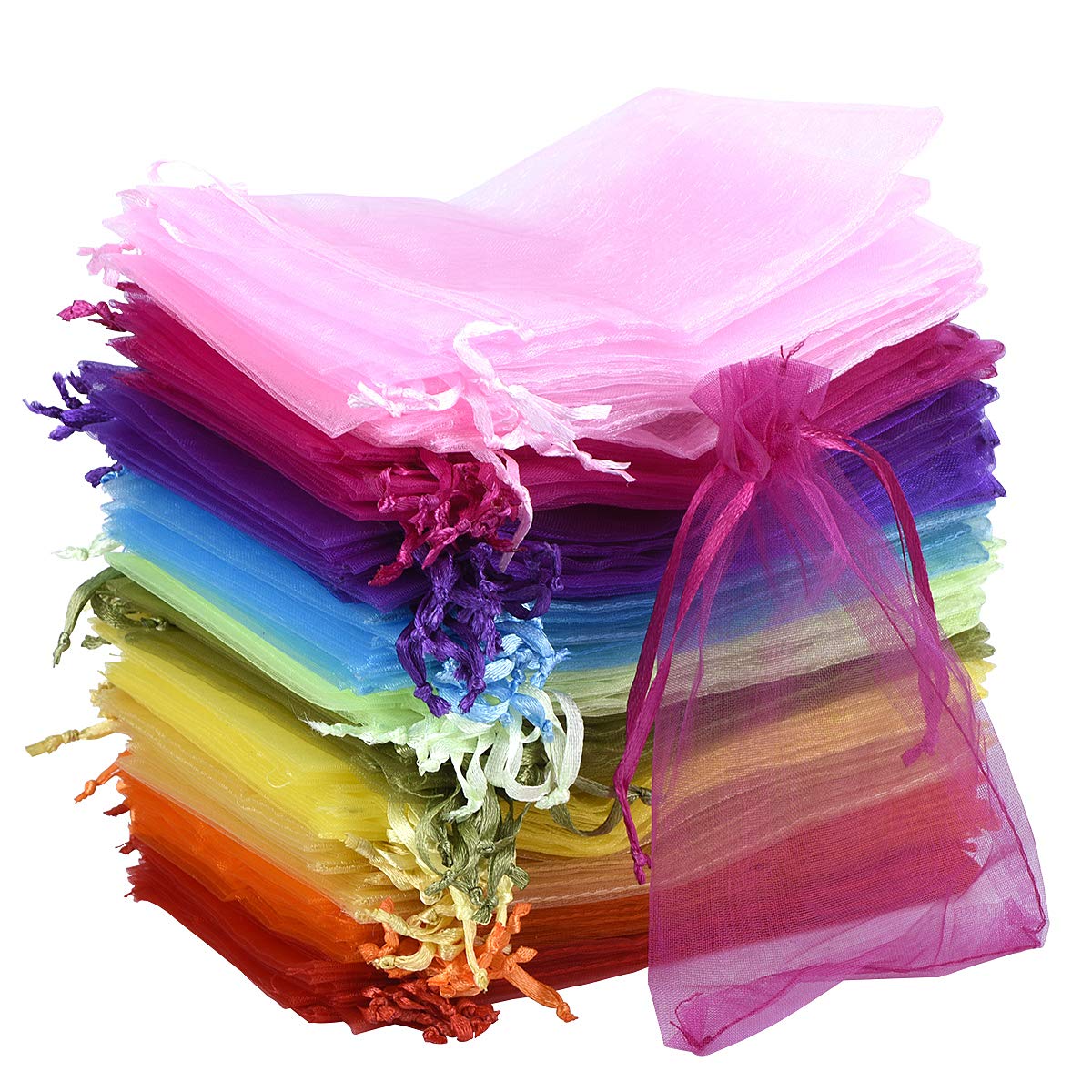 SOMFIUI 100 Stück Organzasäckchen,10 x 15 cm Bunt Organzabeutel Säckli Beutel Geschenk Schmuckbeutel