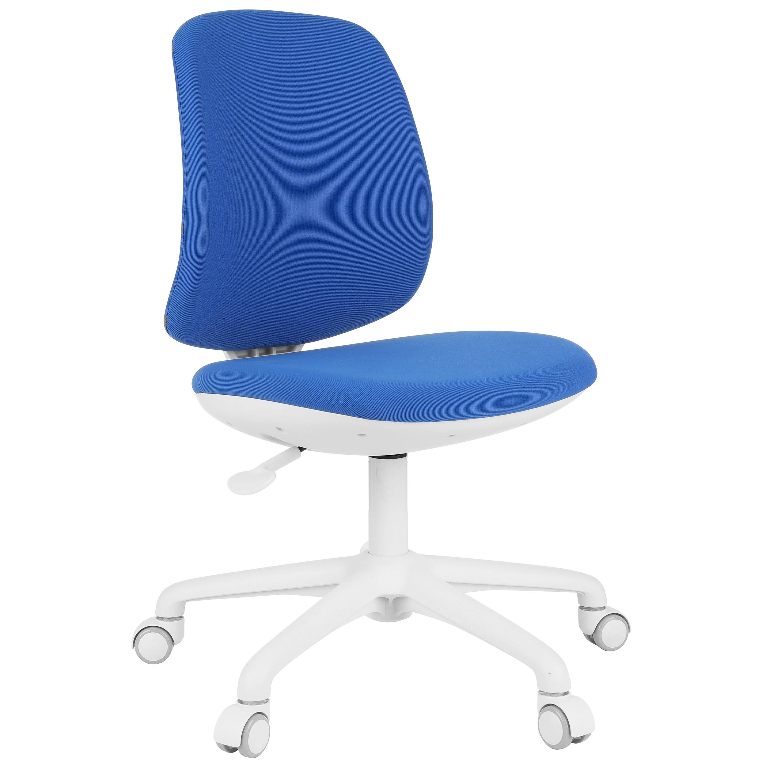 Drehstuhl für Kinder und Jugendliche Active White, Rückenlehne mit Tiefenverstellung, ergonomische Rillen an der Rückenlehne, maximale Belastung bis 150 kg, korrekte Sitzhaltung. (White/Blue)
