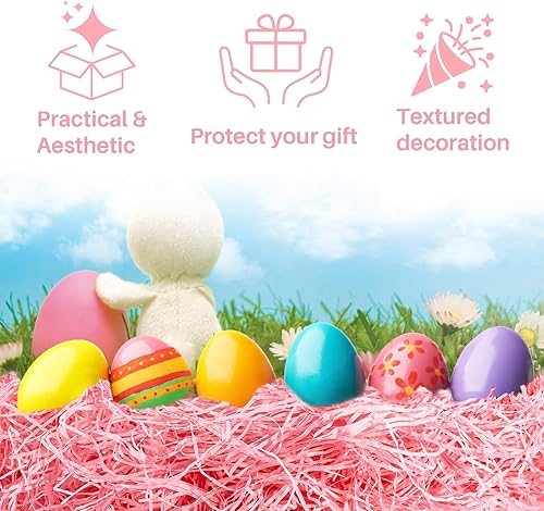 Miniatura 4 de Sukh Papel triturado de pasto de Pascua, relleno de papel de rafia biodegradable como relleno de cesta de confeti para bonita caja de regalo de