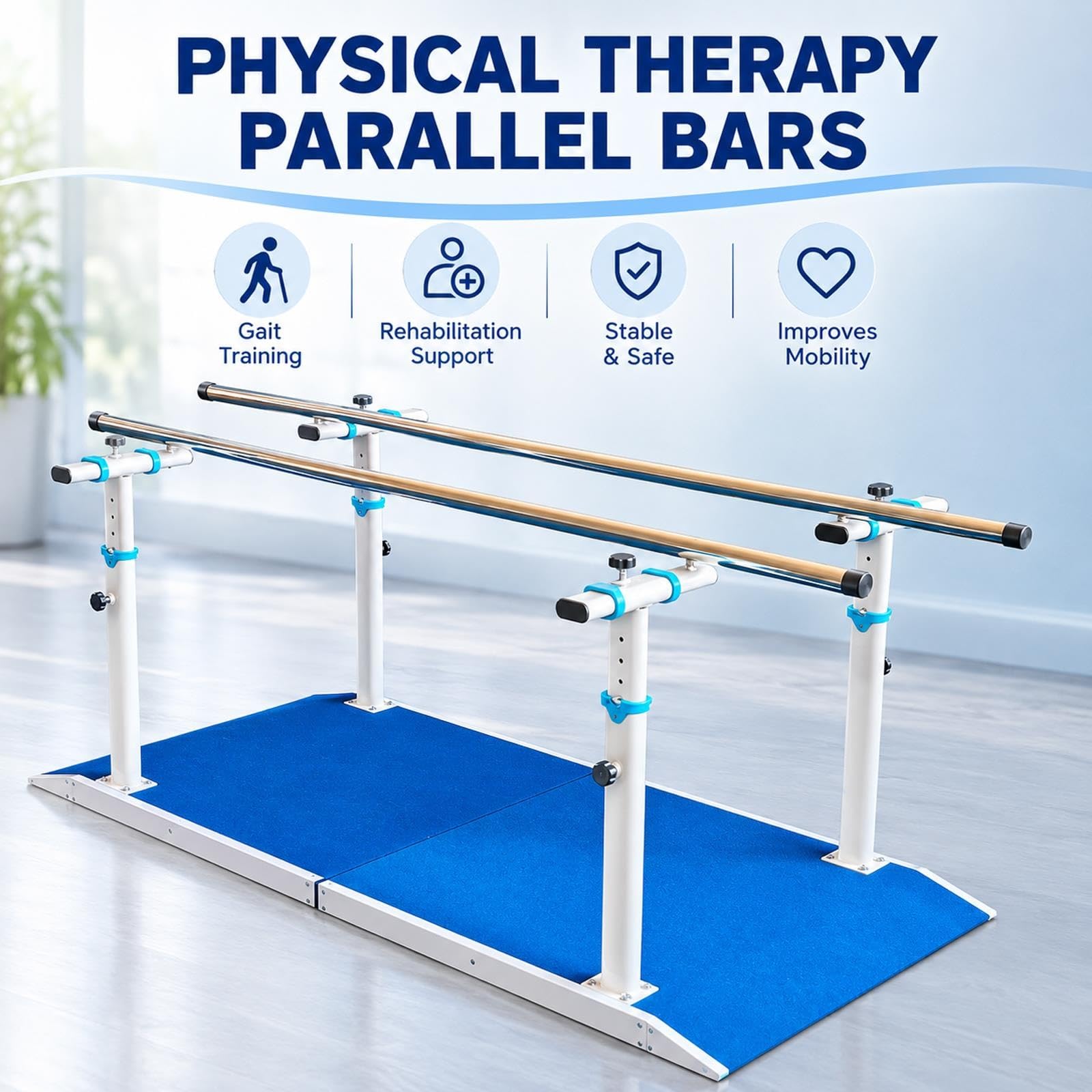 Barres Parallèles pour Physiothérapie, avec Base Antidérapante