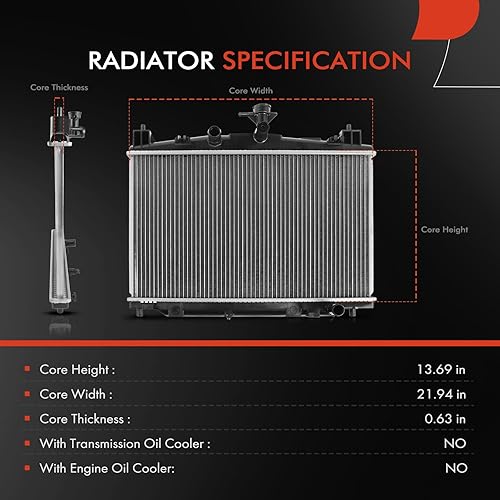Miniatura 2 de A-Premium Conjunto de radiador de refrigerante del motor compatible con Mazda 2 2011 2012 2013 2014 L4 1.5L, transmisión manual, repuesto # ZYE915200