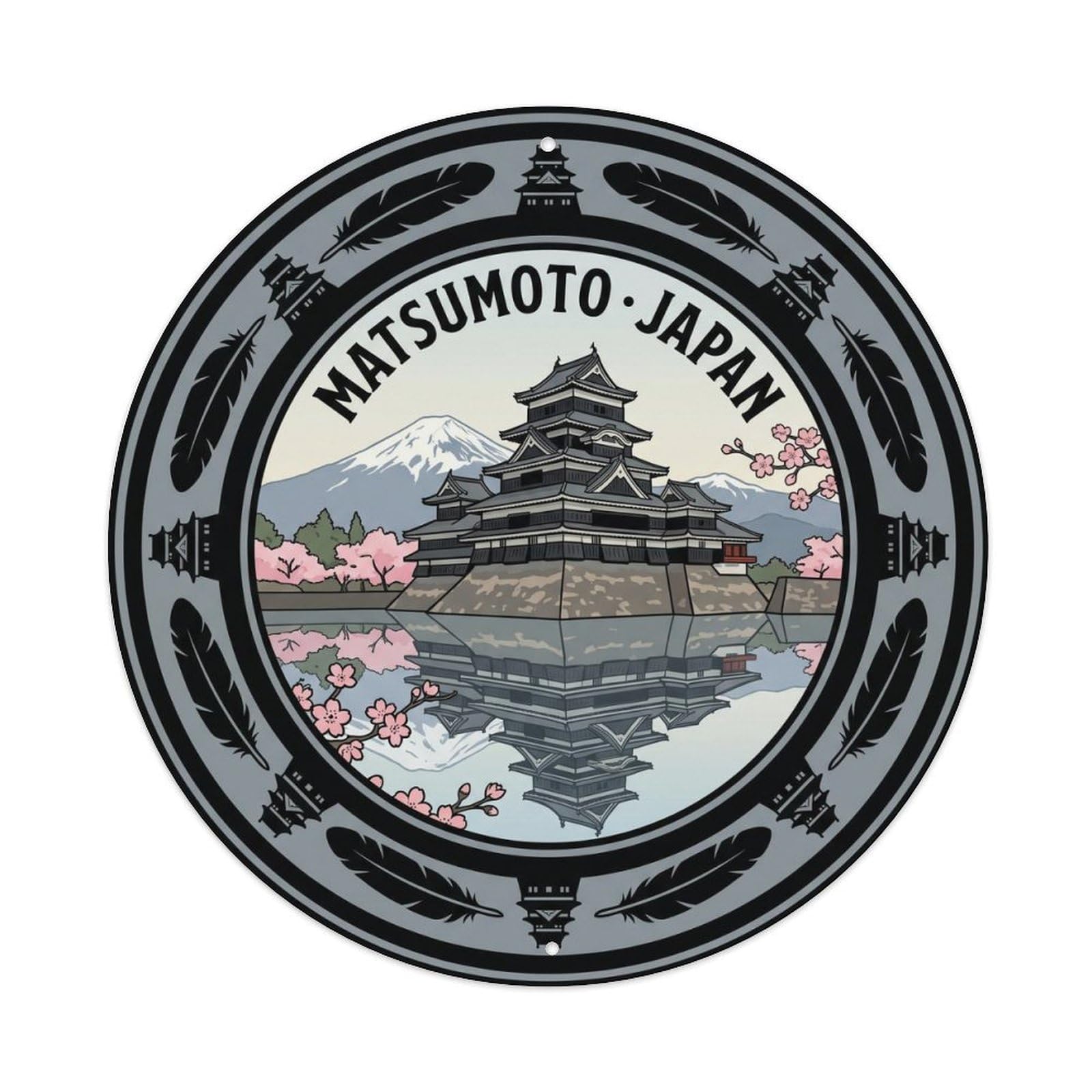 Matsumoto Castle Crow Temple Travel Heritage Landmark Metal Tin Sign