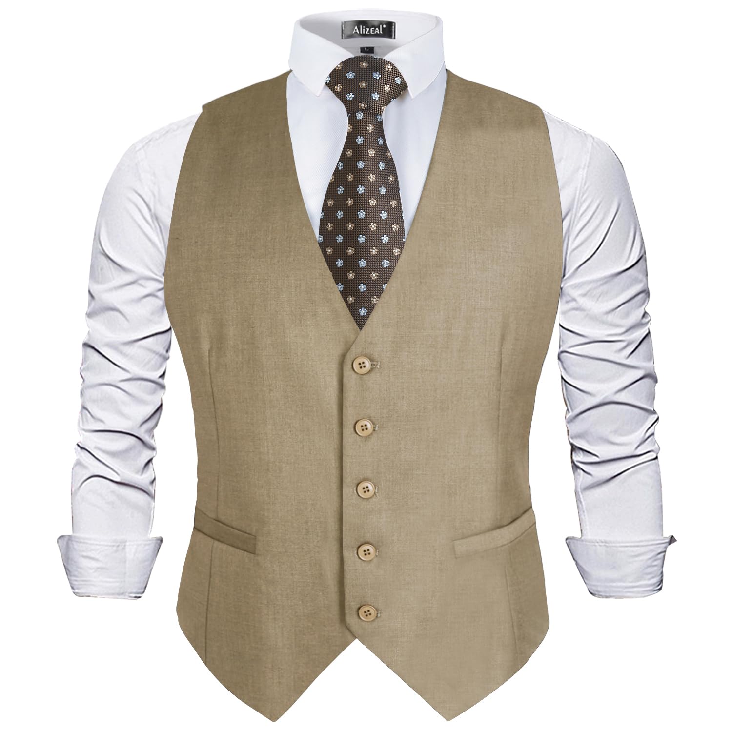 Alizeal Gilet de costume pour hommes de couleur classique, coupe normale