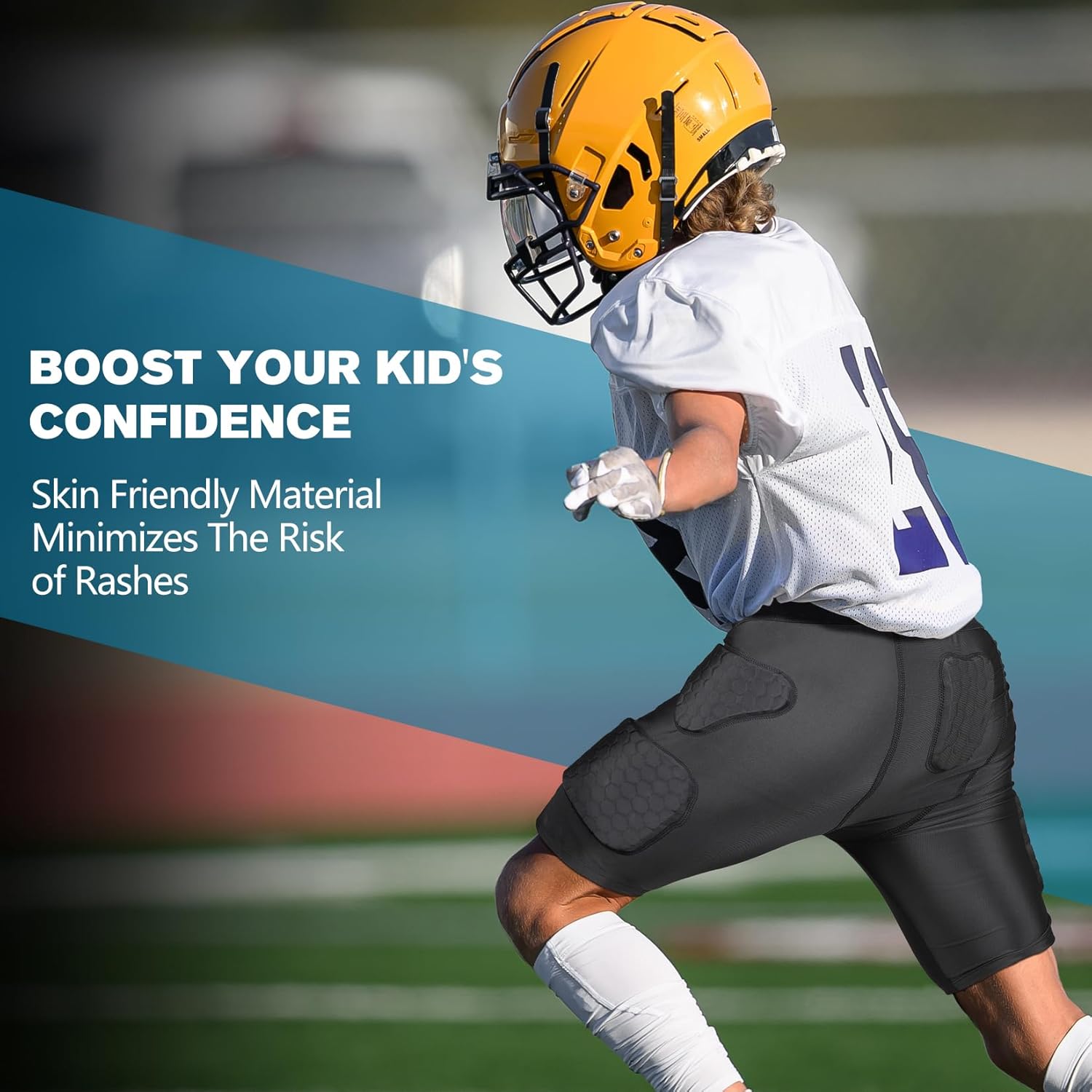 Football Girdle 5-Pad Youth Football Padded Shorts with Hip Butt Tailbone Protection Football Compression Shorts - Image 5