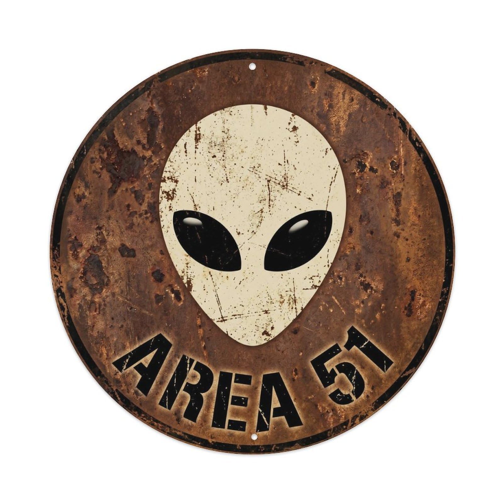 Alien Area 51 White Alien Mask Mystery Portrait Metal Tin Sign