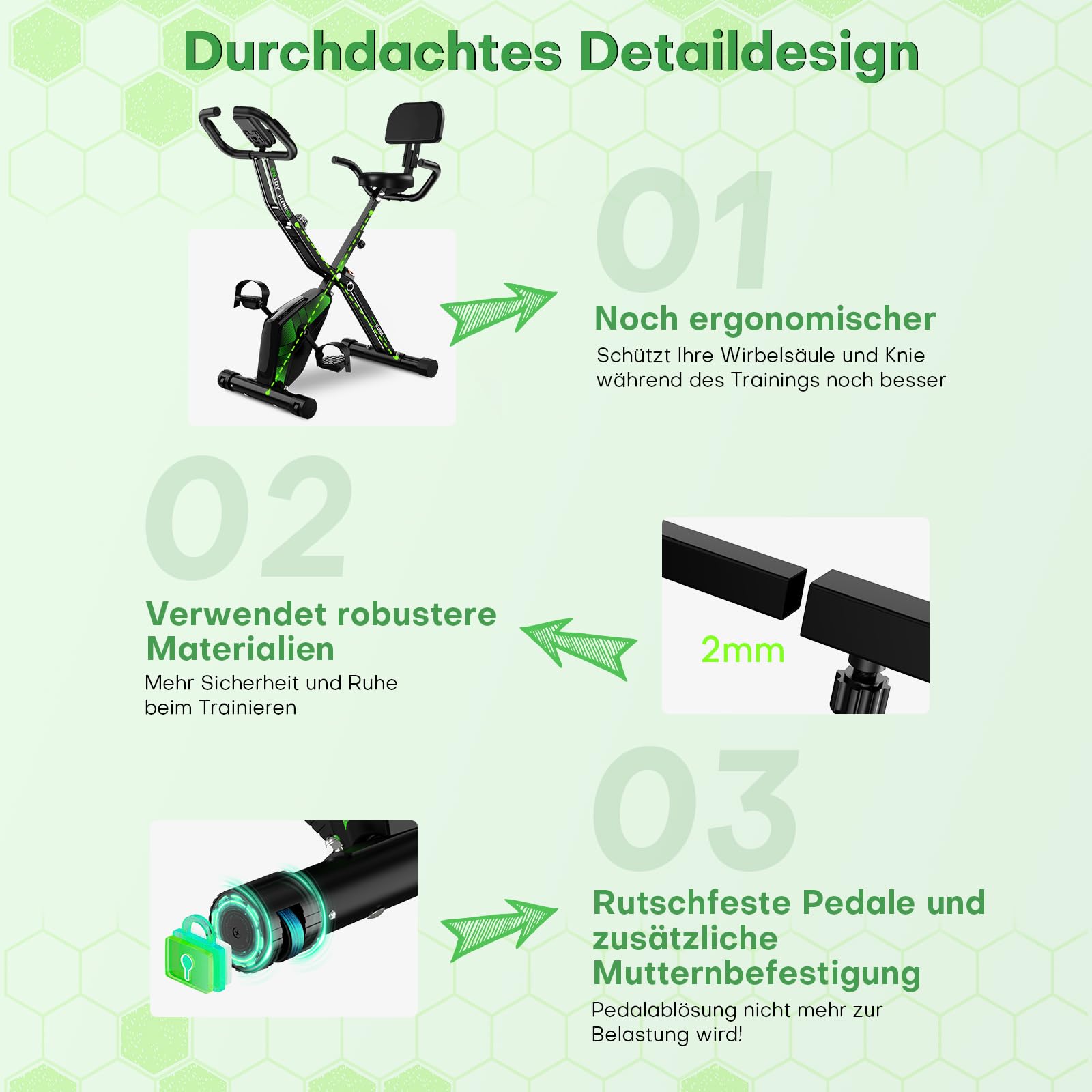 Heimtrainer Fahrrad, SLUNSE Neues 5-in-1 Hometrainer Fahrrad Klappbar, Ergometer Heimtrainer mit 16-fach Magnetwiderstand, Leise & Bequem, LCD-Display, Belastbar bis 160kg, Home Trainer