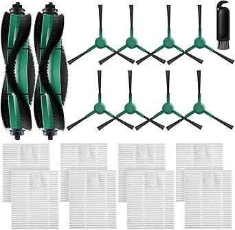Accessories Kit Compatible with iRobot Roomba 104/105 Vac & Combo, Essential Q0120, Q0520, Y0110, Y0140, Q011 Robot Vacuum Replacement Parts,2 Main Brush, 8 Side Brush, 8 HEPA Filter 18 Pack