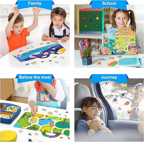 Miniatura 5 de Towjug 4 juegos de calcomanías reutilizables para niños de 2 a 4 años, libro de calcomanías de actividades de aprendizaje preescolar, calcomanías de