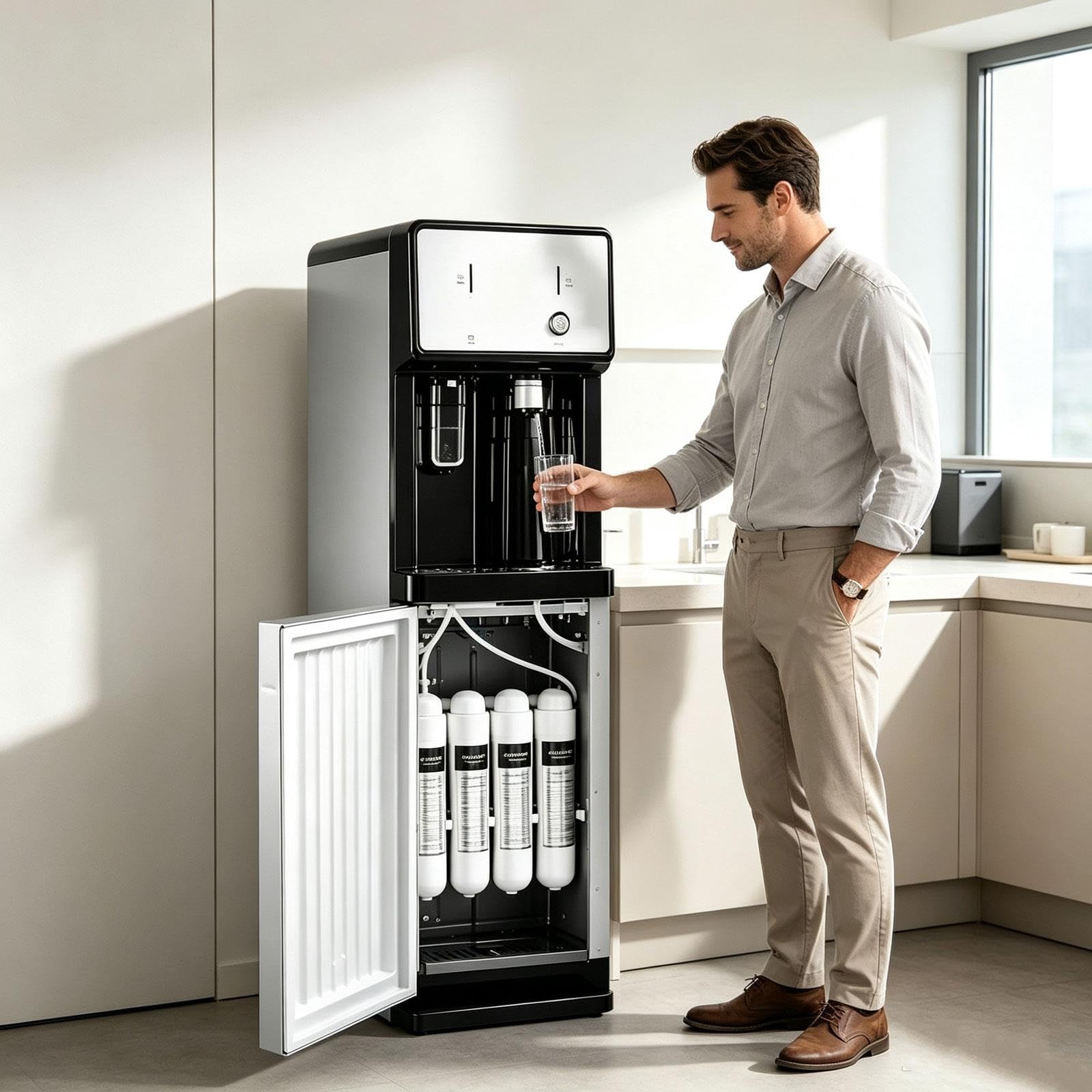 Dispenser Acqua Rete Idrica 4 Stadi Filtrazione Calda Fredda