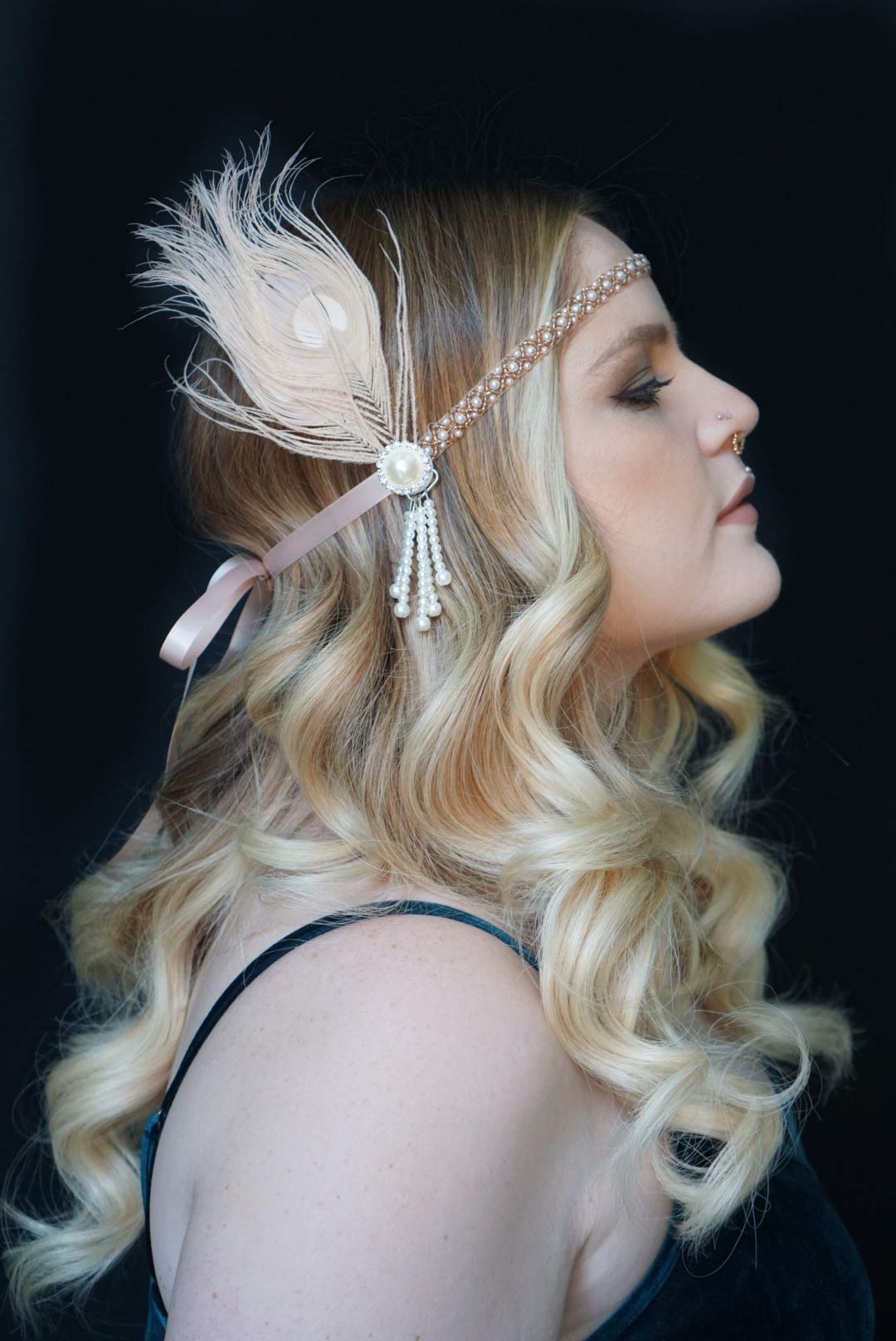 Amazon.com: SWEETV 1920s Headpiece Flapper Headband, Pearl  display picture 1