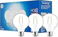GE Refresh HD Daylight LED Bulbs, 40W Equivalent G25 Globe, Dimmable Clear Medium Base, 3 Pack - Enhanced Color Contrast