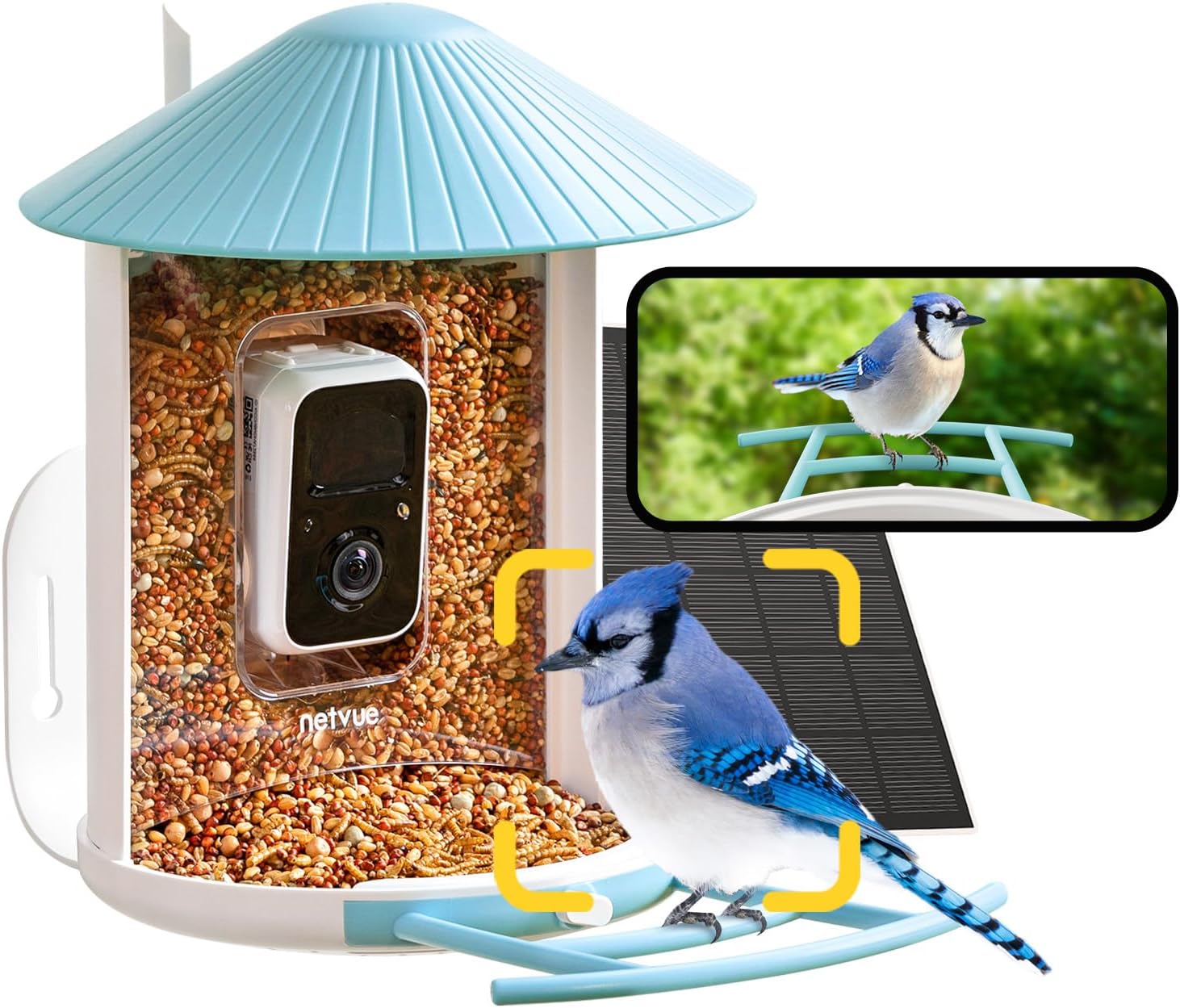 Birdfy 3W Solar Panel For Smart Bird Feeder Camera – IP65 Waterproof, 360° Adjustable, 9.8ft Chew-Proof Cable, Continuous Power