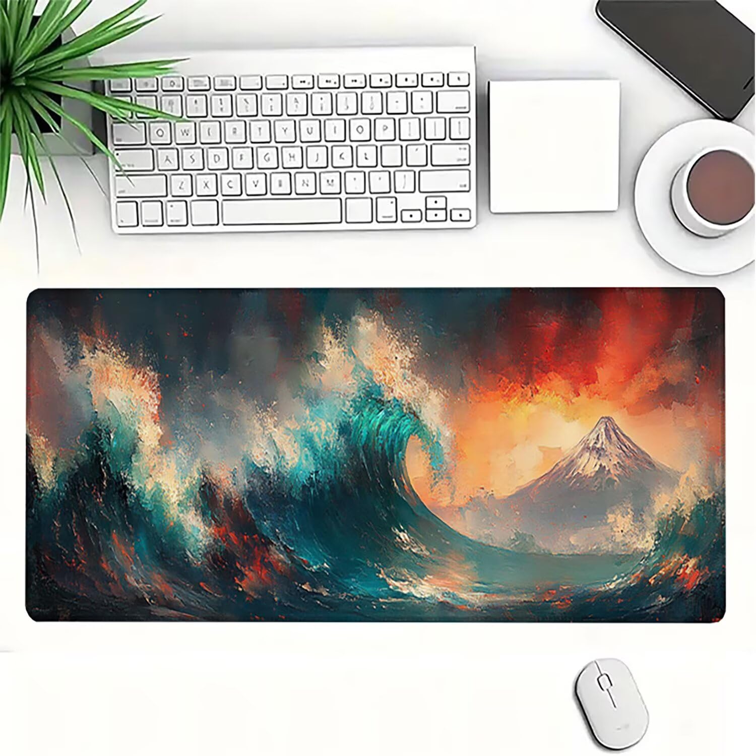 Lejnlnng Podkładka pod mysz do gier XXL, 160 x 80 cm, duża ocean, wodoodporna podkładka pod mysz XL, krajobraz, antypoślizgowa gumowa podkładka pod mysz z przeszytymi krawędziami do biura, do gier JL