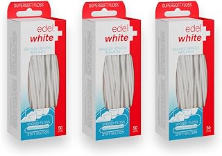 Edel+White Dental Floss - 50 Floss Threaders for Bridges, Orthodontic Braces and Dental Implants for Optimal Oral Hygiene Care - Gentle Threader Floss for Oral Health (3 Pack)…