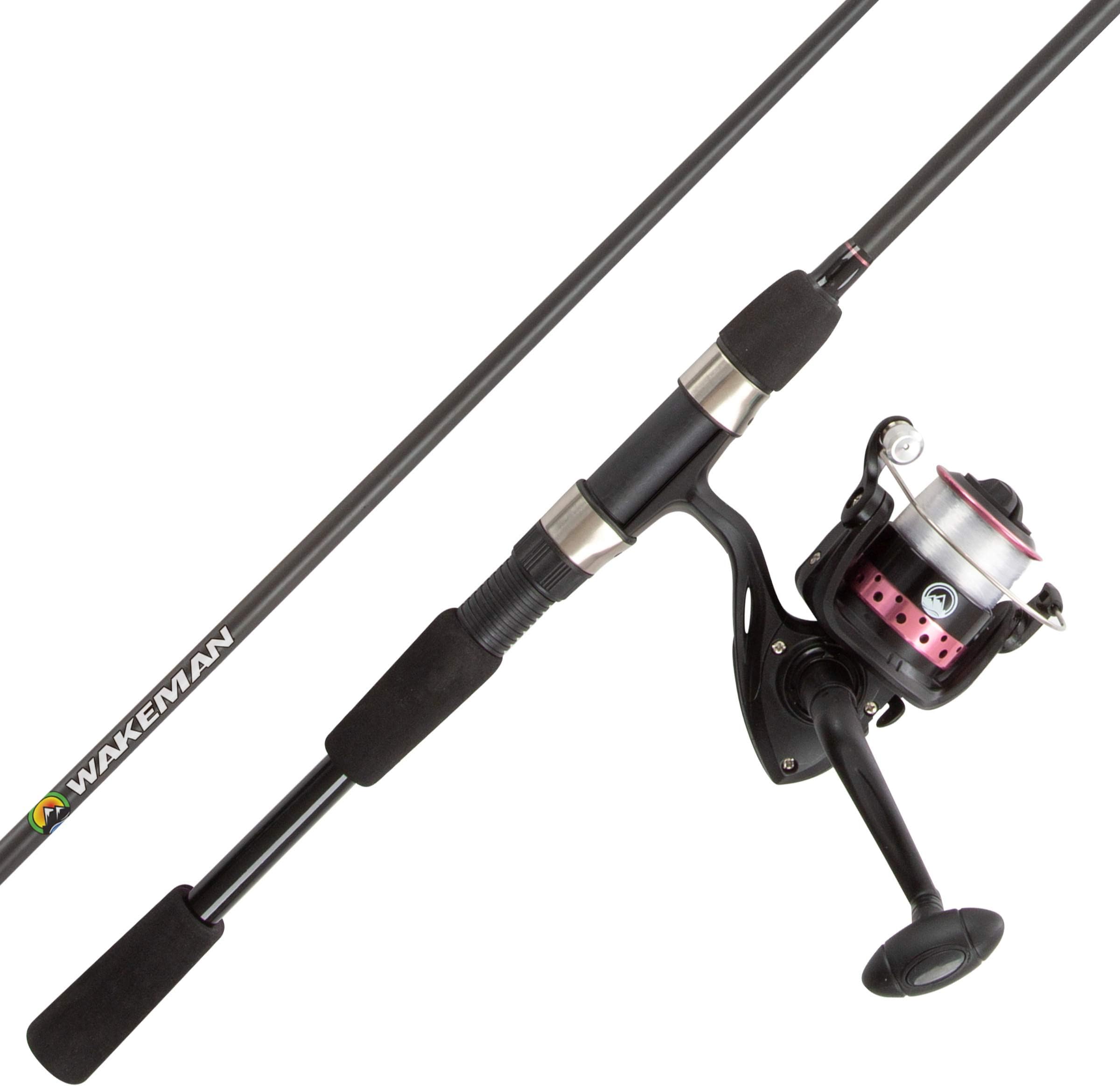 Wakeman Fishing Rod & Reel Combo - 6?6? Fiberglass Pole, Spinning Reel - Bass, Trout & Lake Fish-Spooled with 10lb Test-Action Series by Wakeman Outdoors