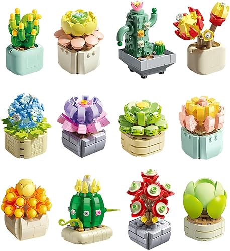 Miniatura 4 de Juego de construcción de flores suculentas, 12 hermosas plantas en maceta para estimular la creatividad y la diversión para niñas y niños de 6, 7,