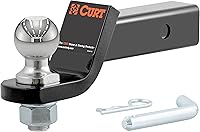 CURT 45036 Loaded Trailer Hitch Ball Mount - 2" Ball, 7,500 lbs GTW, 750 lbs TW, 2" Drop for 2" Receivers, Ready to Tow