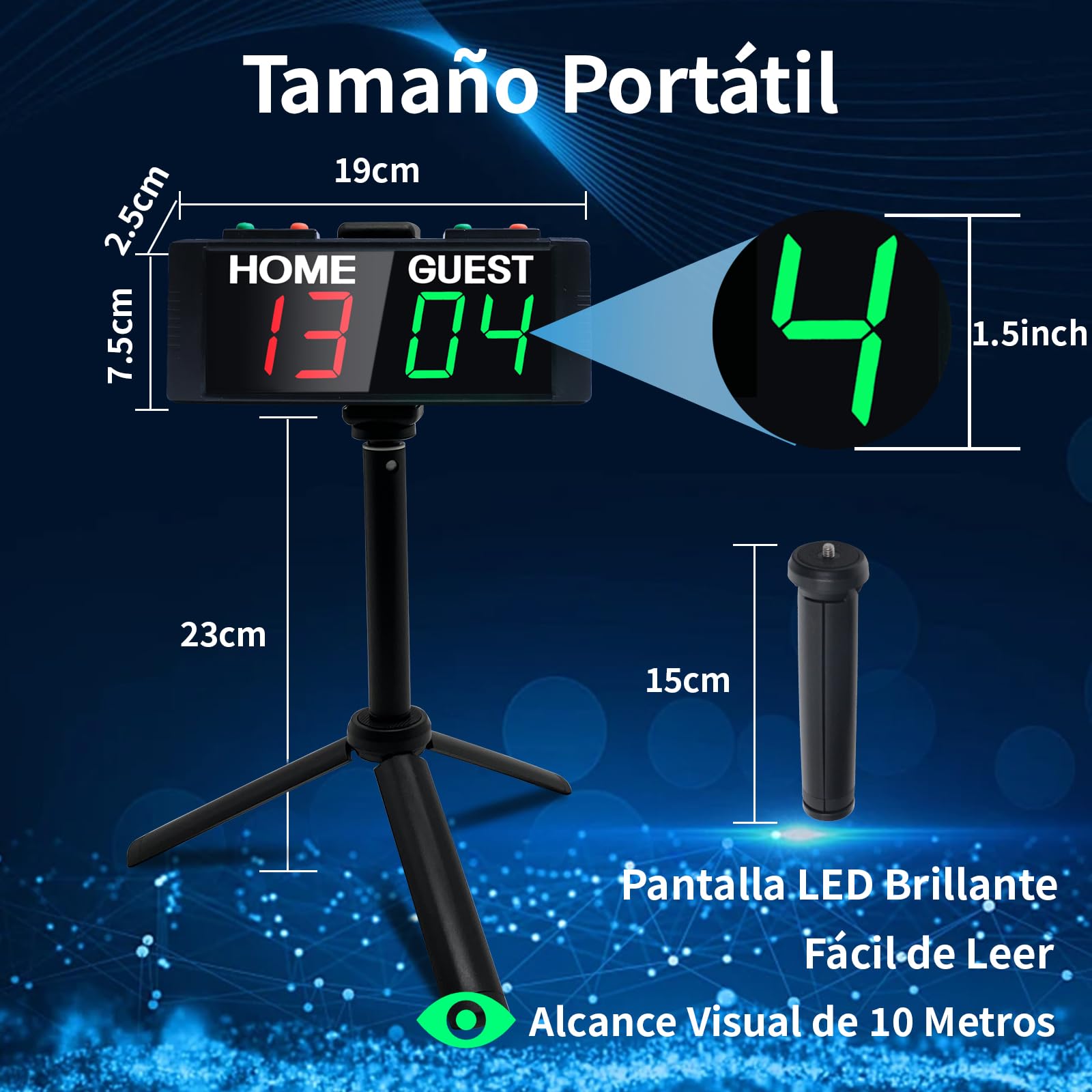 Marcador Digital LED Portátil con Temporizador y Control Remoto para Juegos de Patio