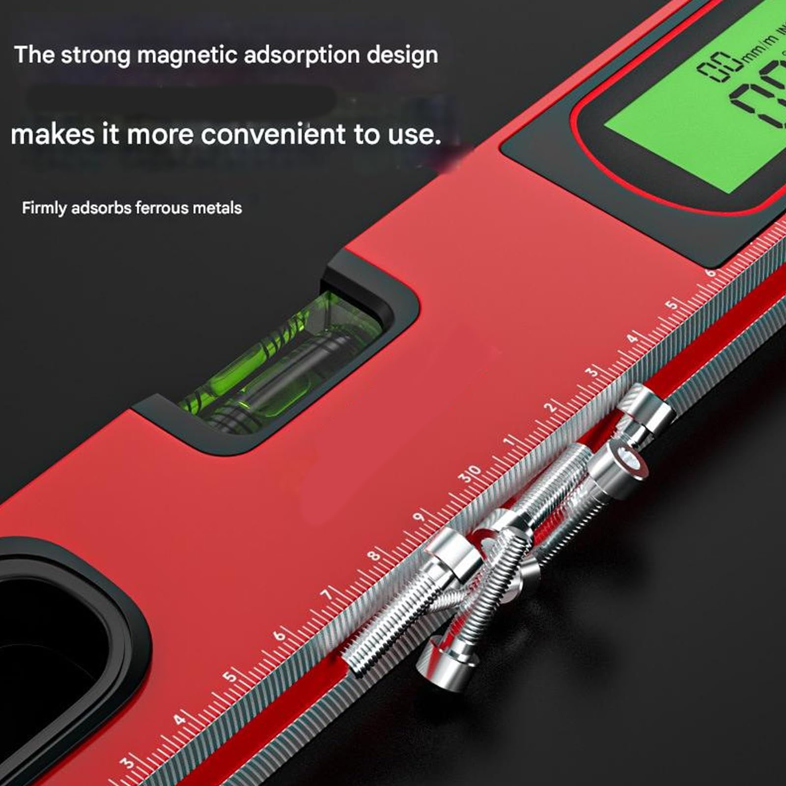 Regla electrónica digital de nivel y medidor de precisión ± 0,1°, construcción de aluminio para entusiastas del bricolaje, base magnética