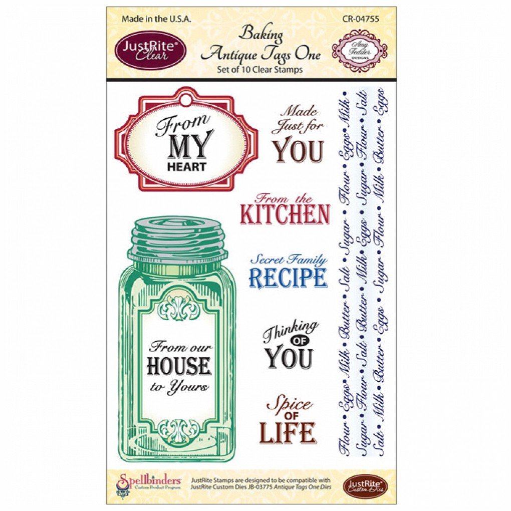 Justrite Papercraft Clear Stamp Set 4"X6"-Baking Antique Tags 1 10pcs