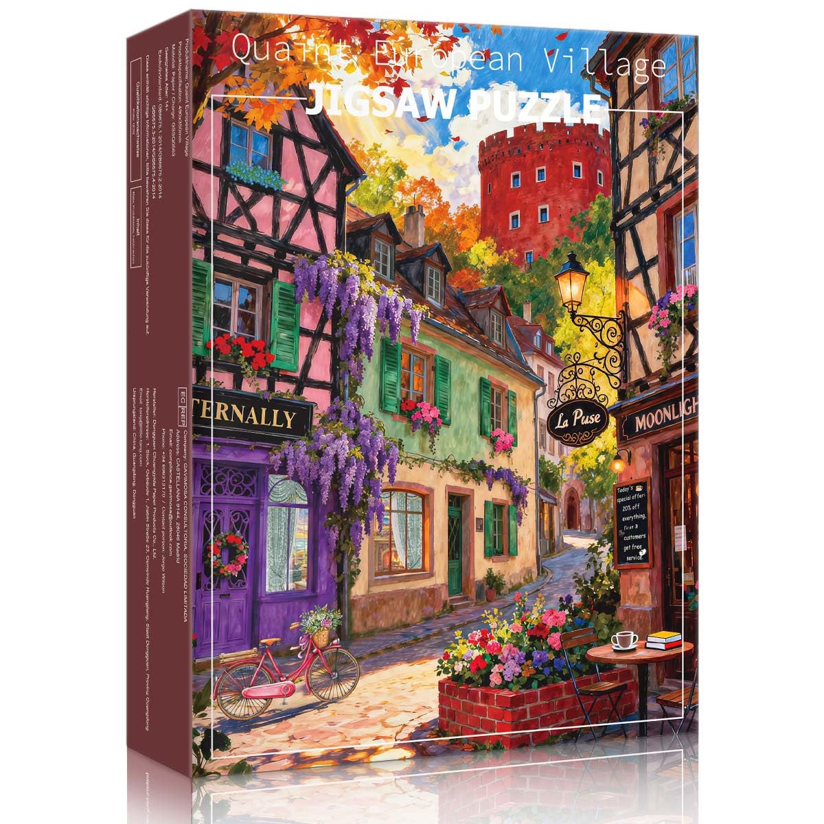 HUADADA 500 Piece Jigsaw Puzzles for Adults Family Decoration Jigsaw Puzzles Gift European Town (No partitioned areas on the back) — image 1