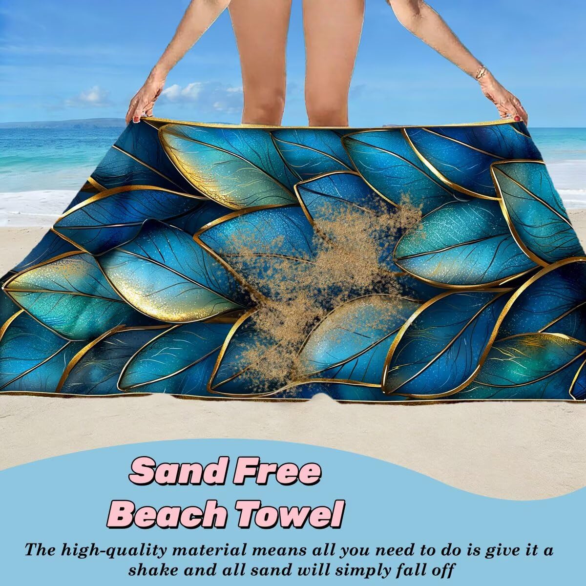Strandtuch XXL 100x220 cm, Mikrofaser Handtuch 2er Set, Sandfrei Strandtuch, Schnelltrocknend Sporthandtuch Fitnessstudio, Saunatuch Damen Herren Badetuch Groß, Strandhandtuch für Strand (Blatt) -4022