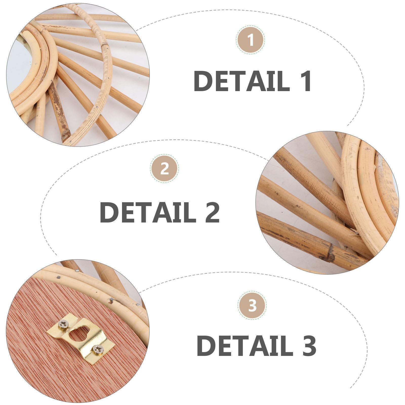 DECHOUS Gewebter Dekorativer Spiegel aus Rattan Handgefertigt Wandmontiert Kaffeefarben für Zuhause und Schlafzimmer Wanddekoration und Foto Requisite