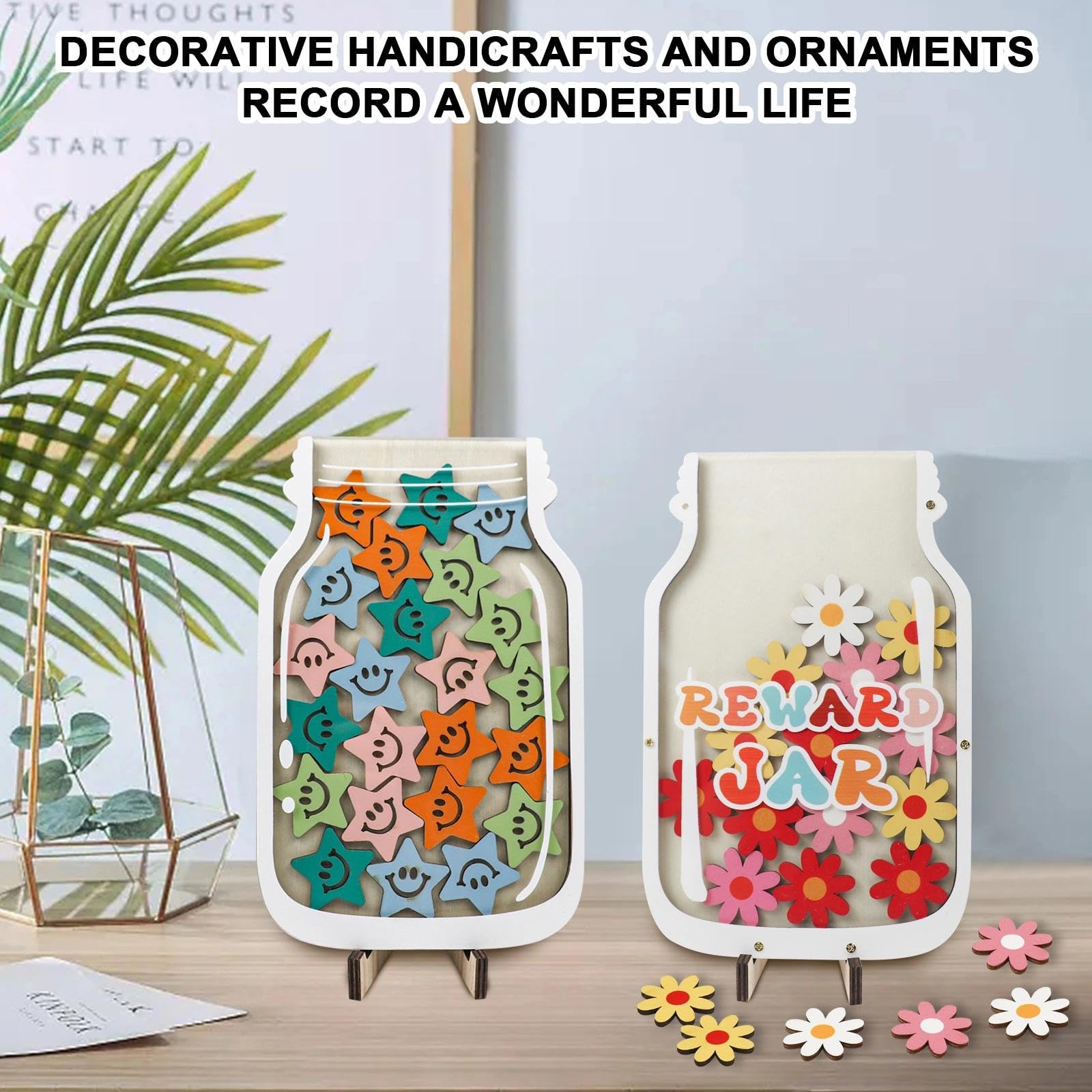 2 Pack Reward Jar with Star and Flower Tokens for Children Magnetic Reward Behavior Jar for Kids Motivate Good Behavior Rewards Incentive Chart and Token for Home and Classroom - Image 4