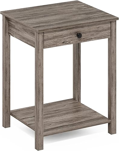 Furinno Classic - Mesa auxiliar con cajón, paquete de 1unidad, roble rústico