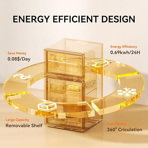 Miniatura 3 de Frestec Mini refrigerador con congelador de 3.2 pies cúbicos, refrigerador de 2 puertas y congelador, refrigerador pequeño para dormitorio, oficina