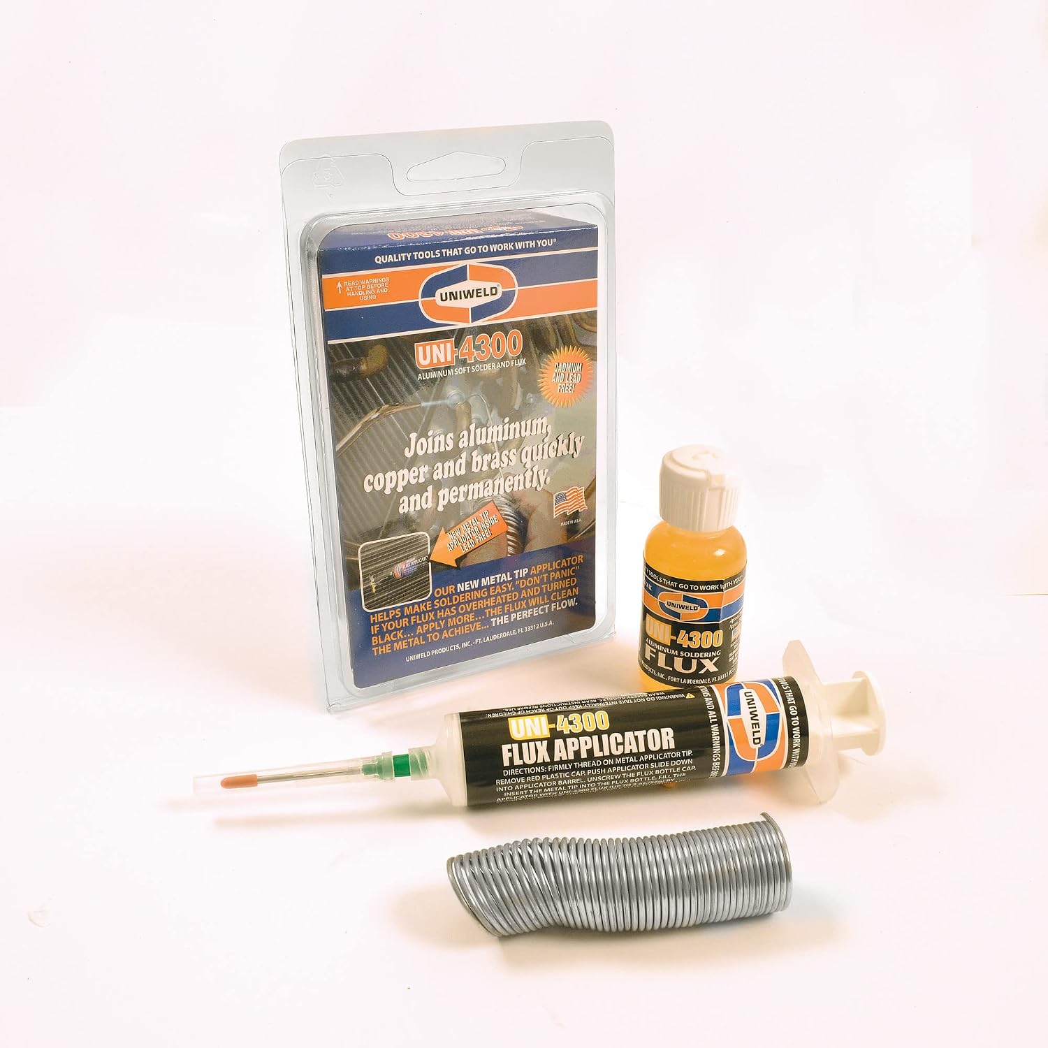 Uniweld P4KD9S Aluminum Soft Solder Kit with Metal Tip Flux Applicator 2 x 3.25 x 1 inches