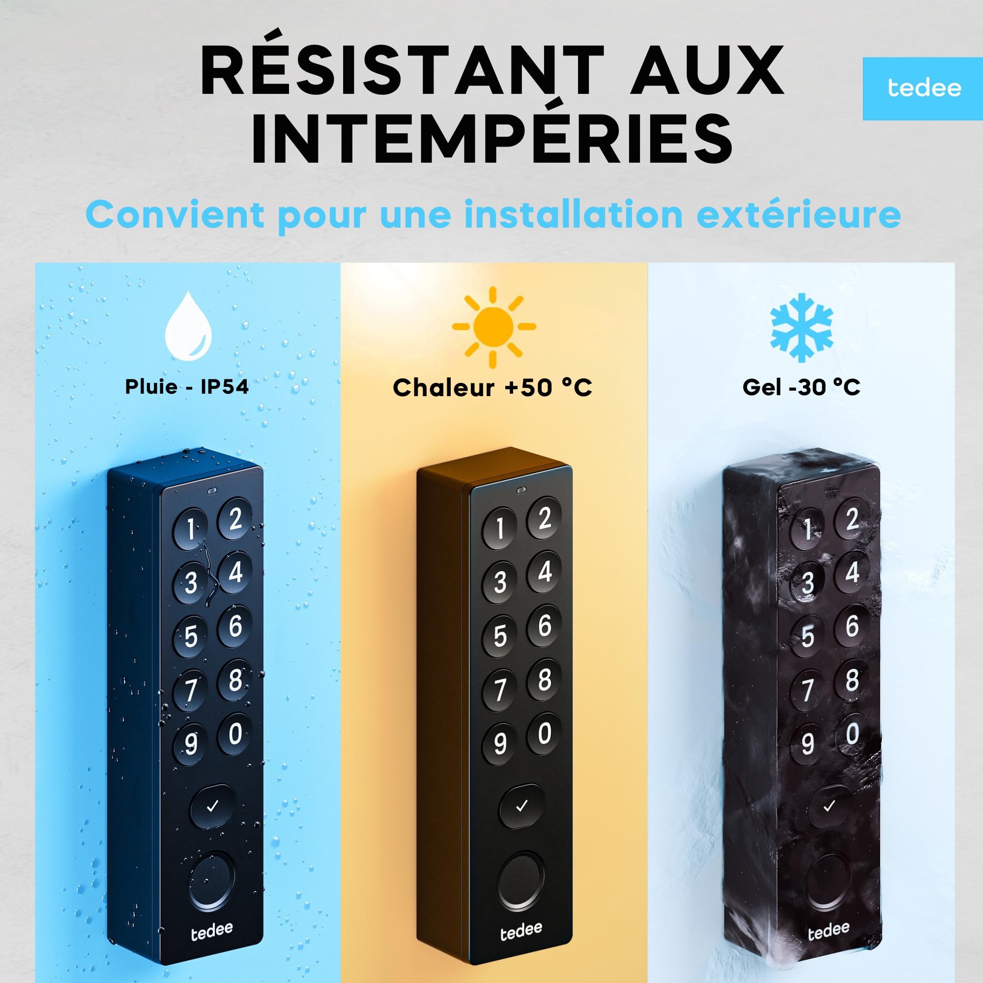 Tedee Keypad PRO – Clavier Biométrique pour Serrure Connectée, Empreinte Digitale, Code PIN, Entrée sans Clé | Compatible Tedee GO, GO2 et PRO | Bluetooth