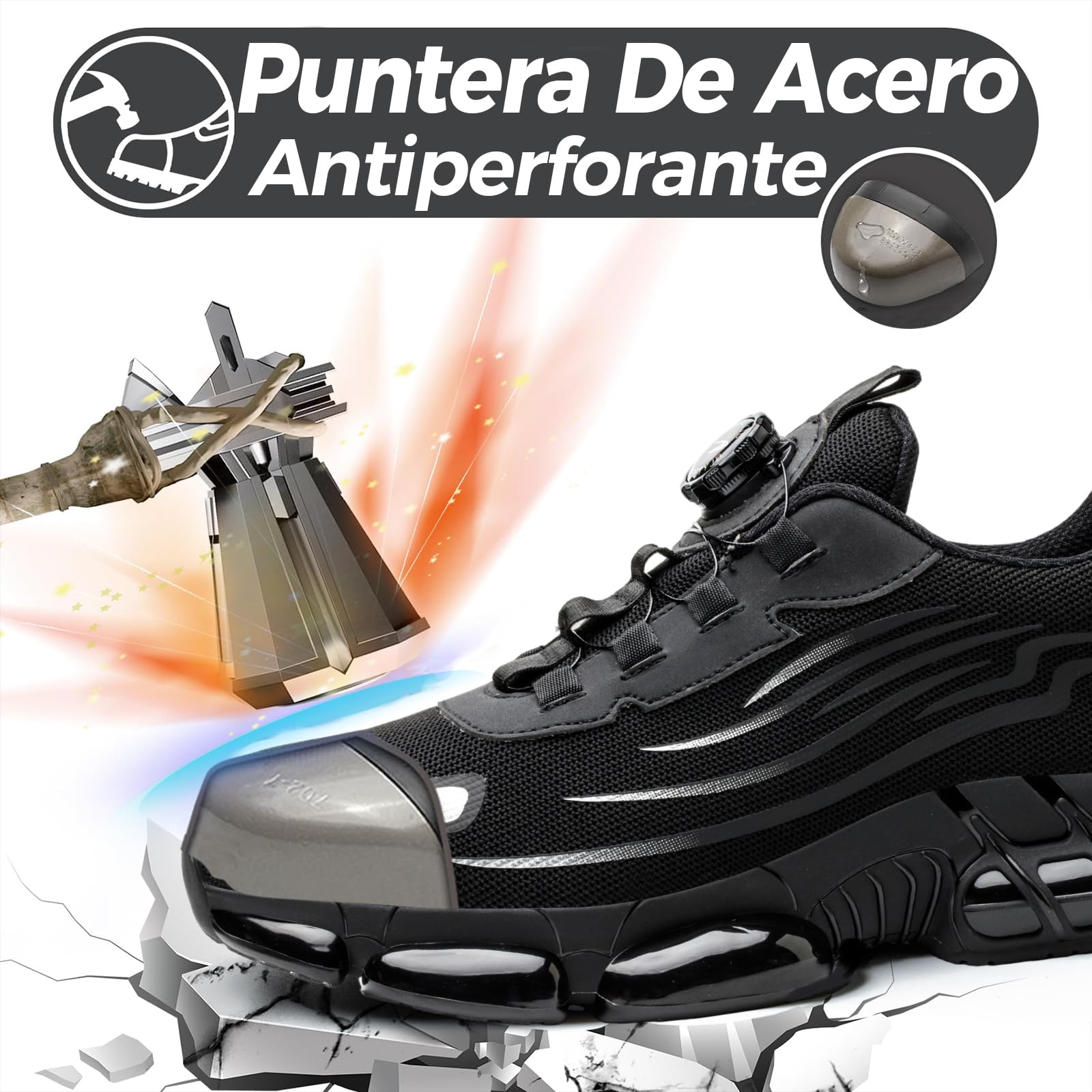 Zapatos de Seguridad para Hombre Mujer Zapatillas Ligeros Calzado Trabajo Comodo Antideslizante con Puntera de Acero 36-46 EU
