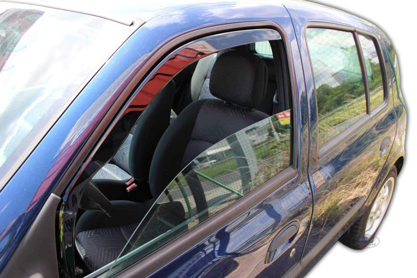 J&J AUTOMOTIVE Deflettori d'Aria per Renault Clio 2 5-Porte Berlina 1998-2005, Set da 2 Pezzi, Nero Fumé Oscurato Heko