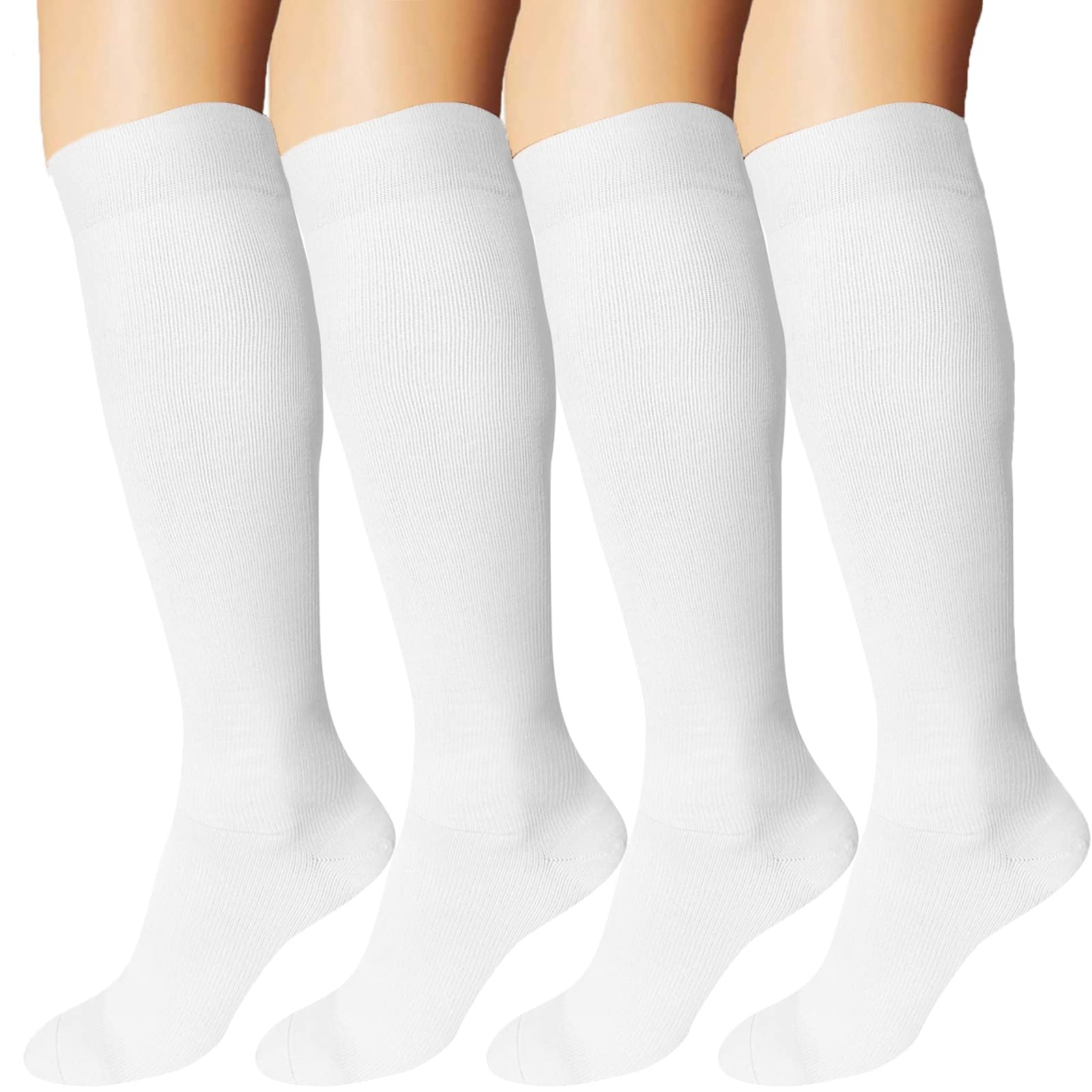 DDOBB Kompressionsstrümpfe Damen und Herren 4 Paar Stützstrümpfe Kompressionssocken Stützsocken Reisestrümpfe für Flug Sport Running Radsport