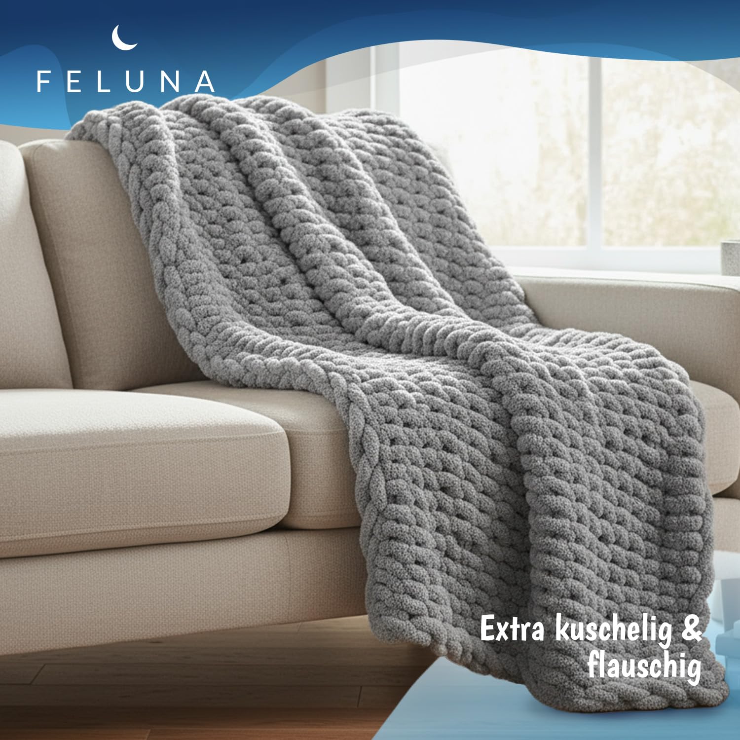Feluna® Grobstrick Decke – Kuscheldecke Flauschig & Weich