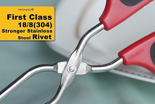 Miniatura 4 de Juego de pinzas de tijera de cocina de acero inoxidable para cocinar, asar y servir, 3 piezas con mango rojo (101216 pulgadas)