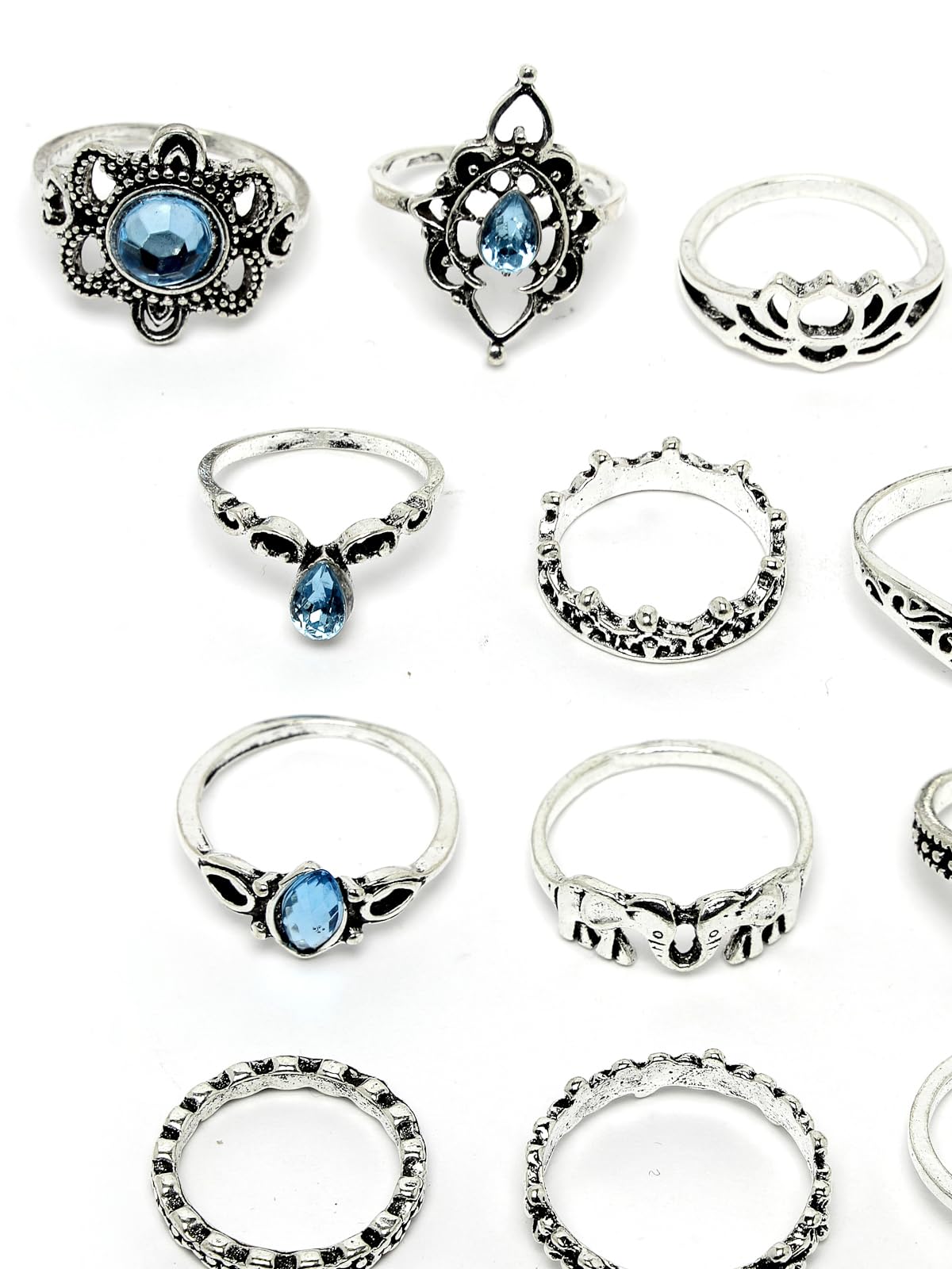 Sparkling Midi Finger Rings Set of 13 - Boho Stackable Knuckle Rings