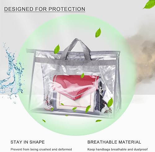 Miniatura 6 de LASZOLA - 10 bolsas transparentes para almacenamiento de bolsas, bolsa de almacenamiento transparente con cremallera y asa para estante de armario,