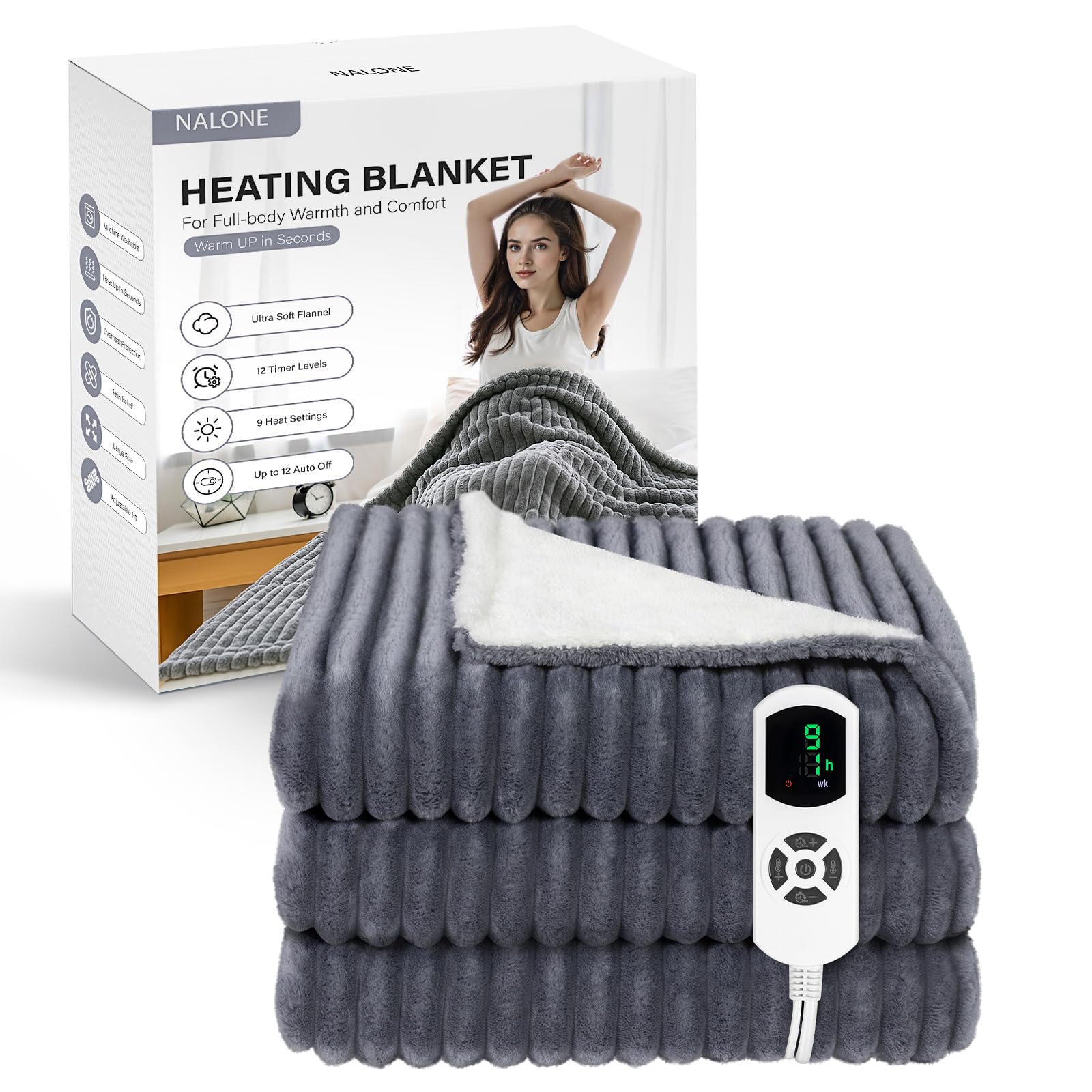NALONE Electric Blanket for Bed, Heated Blanket