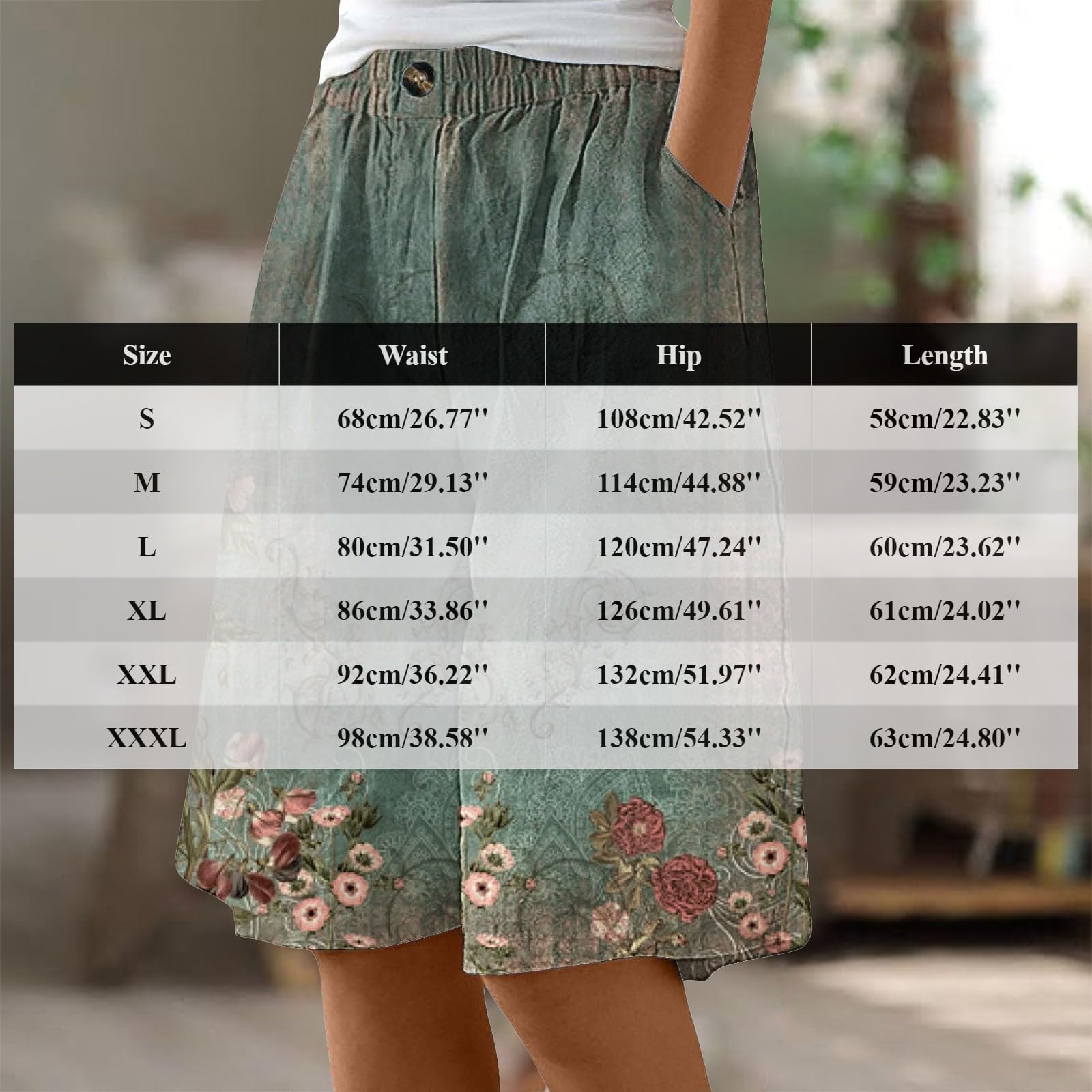 Generisch Short de sport en lin de coton pour femme, coupe ample, longueur genou, short d'entraînement décontracté avec jambes larges et taille élastique