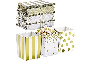 Juvale 60-Pack Gold Popcorn Boxes for the Perfect Movie Night