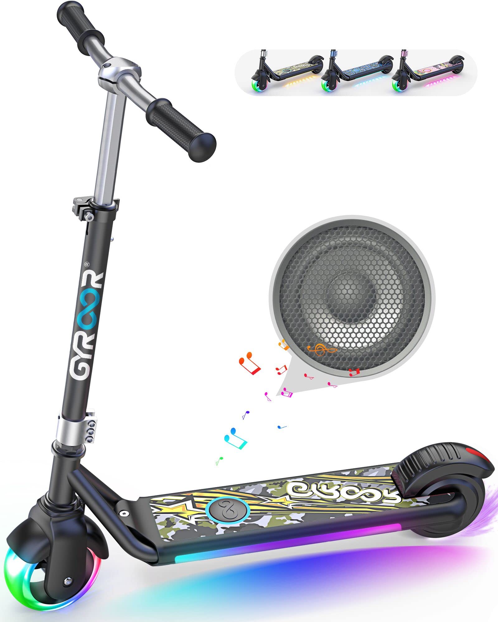 Photo 1 of **PARTS ONLY   Gyroor Electric Scooter H30 Pro with Bluetooth Speaker, 150W Motor, 5.5" Wheel, Kids Electric Scooter for Ages 6-12, Max 8MPH, 3 Adjustable Height, Kick Scooters for Kids, Girls, Boys 1-Black