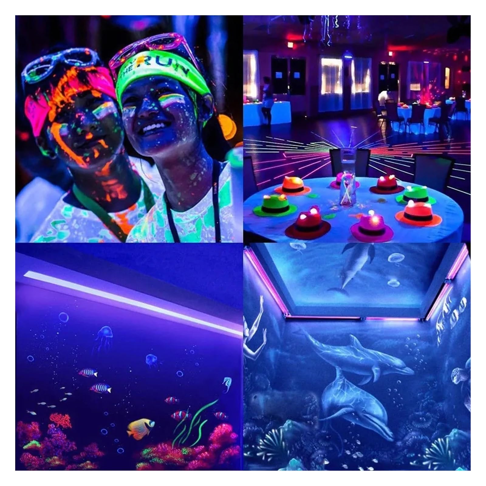 Światło Utwardzające UV, Lampa utwardzająca UV LED dwurzędowa T8 395nm lampa bezcieniowa klej zestalanie światło ultrafioletowe pokaz artystyczny Club Blacklight(405nm)