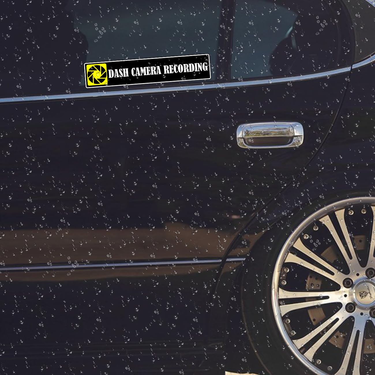 Dash Camera Recording in Car Sticker 5x1 Inches in Car Camera Recording Sign Labels Cam On Board Video for Car Window Bumper Safety 4 PCS (Black)