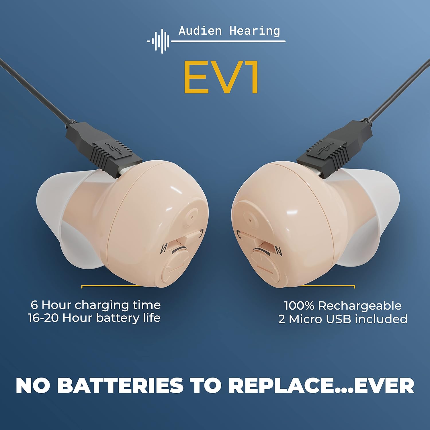Audien EV1 Rechargeable Hearing Amplifier to Aid and Assist Hearing, Rechargeable and Nearly Invisible : Health & Household