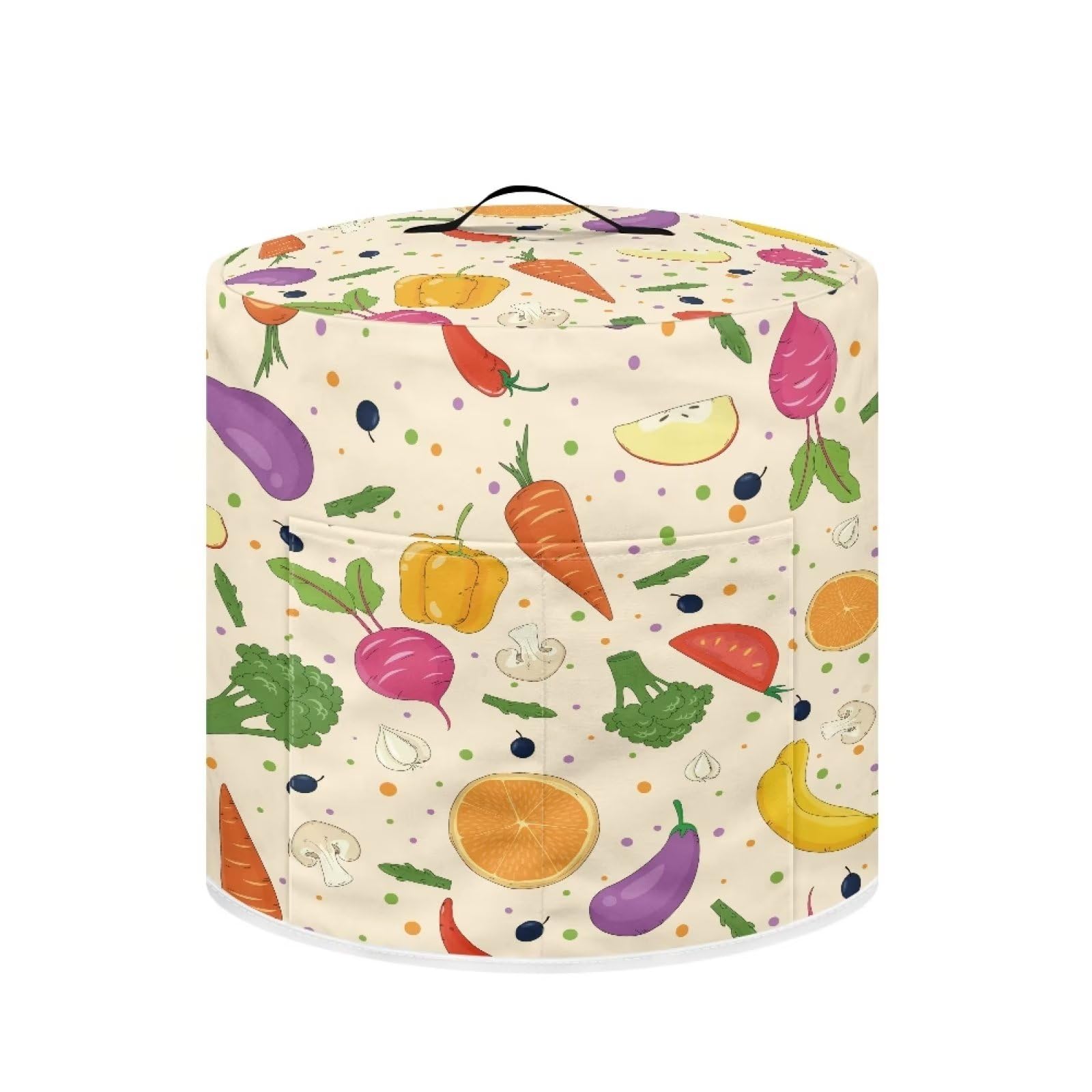 Viewamoon Vegetables Air Fryer Cover with Top Handle Storage Pocket Kitchen Appliance Cover Washable Protective Decorative Cover for