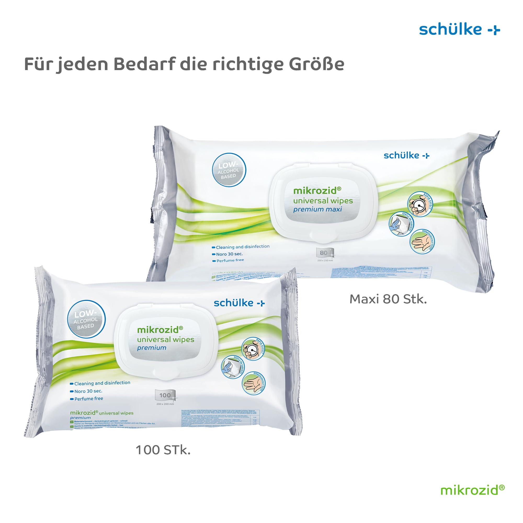 Schülke Mikrozid Universal Wipes Premium Desinfektionstücher, gebrauchsfertige Tücher zur Flächendesinfektion, 6 x 100 Tücher