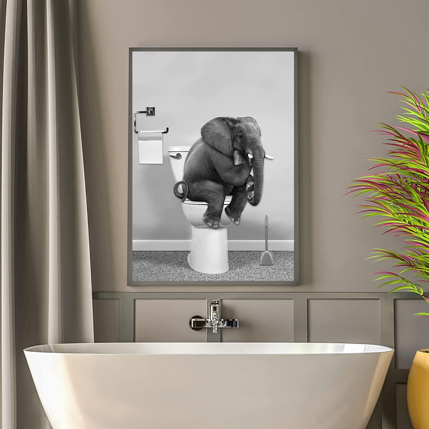 QPLGTU Bathroom Home Background Wall Decoration Poster, Black and White Highland Cow Decoration Photo Wallpaper - Image 3